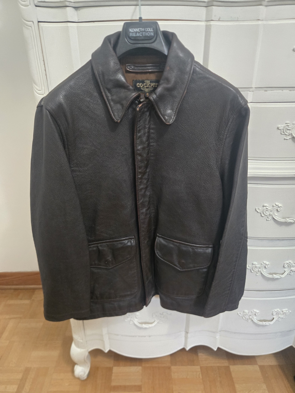 Vintage Men's Dark Brown Leather Bomber Jacket